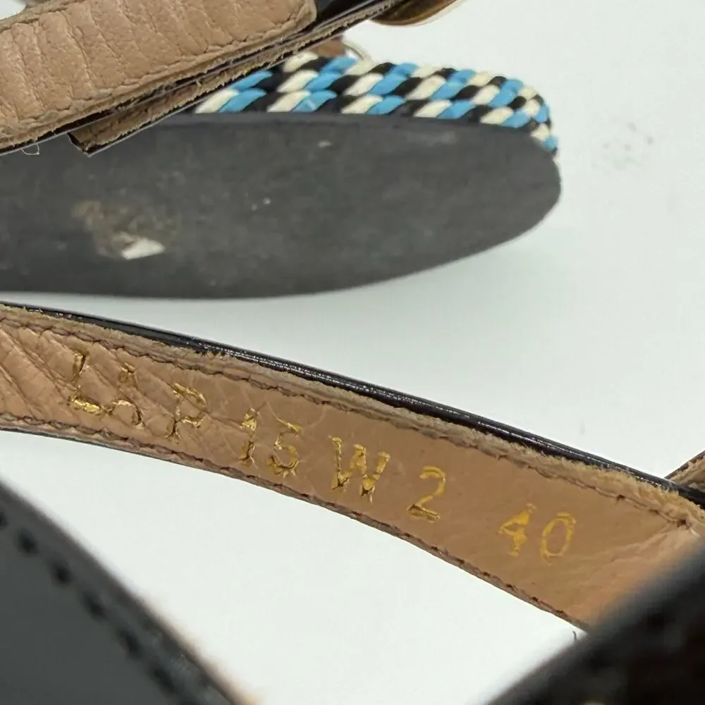 Valentino Rockstud Caged Leather Platform Sandals EU 40 Blue Braided - Picture 11 of 12